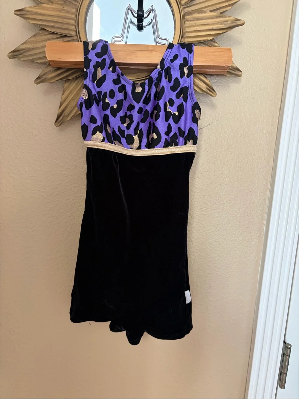 CUTE Vintage Destria Gymnast Outfit for a Little Girl SZ XS Velvet Animal Print